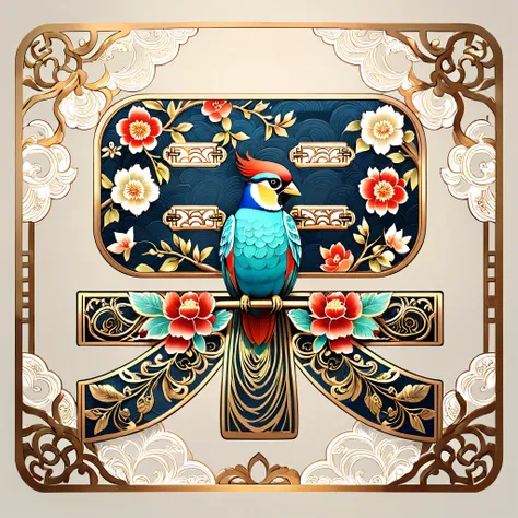 National Trend, Birds and flowers, wrap, Ultra HD, Filigree, Chinese elements, illustration