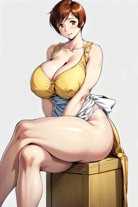 masterpiece, Highest quality, High resolution, One girl, alone, sexual intercourse, Pornographic images, short hair, etsukoto, Brown eyes, fine grain, fine grain, (((white skin color))), (((Thick thighs, Plump thighs, Voluptuous thighs, Thighs alone are en...