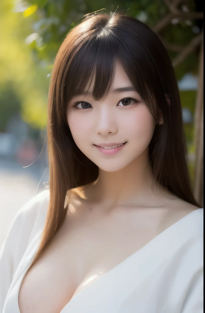 best quality, face focus, soft light, ultra high res, (photorealistic:1.4), RAW photo,(Shinozaki Ai), white skin, kawaii, 1 Japanese girl, solo, cute, (smile), (pupil, lights in the eyes),  detailed beautiful face, Medium-sized breasts,(high resolution det...