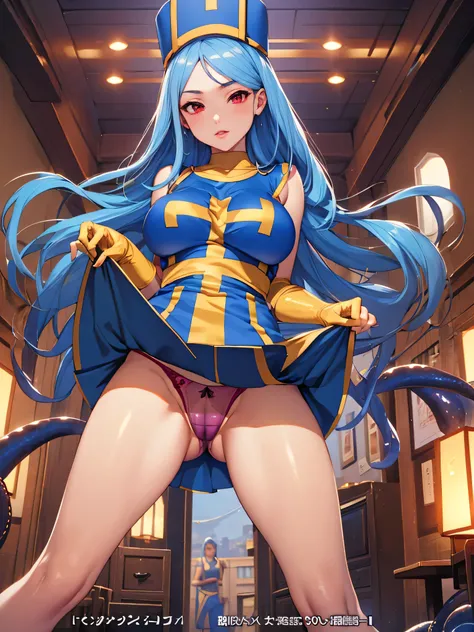 masterpiece,Highest quality, Unreal Engine, Super Resolution, Very detailed,
1 Girl, Waist, thin, (Muscular:0.8)
Round Breasts, Big Breasts, Bold,  Part your lips, Observe the audience,
Are standing, sexy pose
Waist shot,Tentacles entangled in chest,Spread...