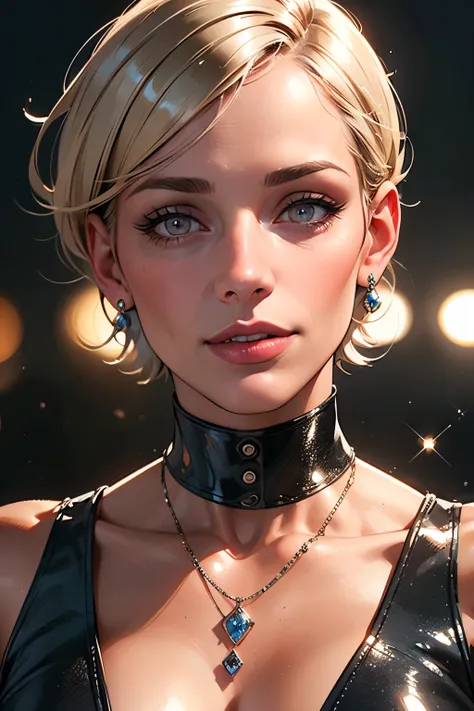 (close-up portrait of woman's face:1.4),((ultra realistic illustration:1.2)),athletic blonde woman, (short hair), tomboy, cute, ...