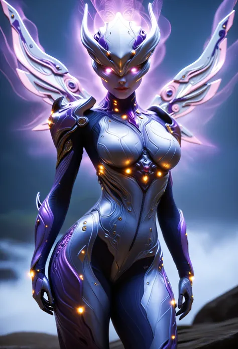 score_9, score_8_up, score_7_up, Wear purple mechanical clothing, Wonders of the machine, cyber, Cybernetic Guardian, Futuristic Armor, whole body, Front pose, Symmetric, Complex (Steel Metal [rust]), joint, Warframe style, cyborg, Female body armor, (Best...