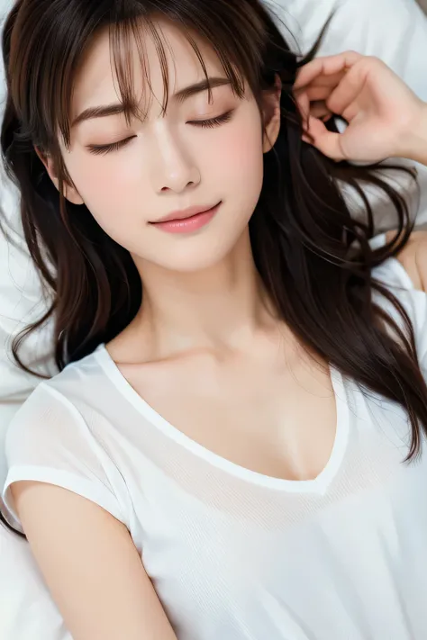 beautiful girl sleeping peacefully, 14 years old, (highest quality:1.4), (very detailed), (very detailed美しい顔), (close ~ eyes:1.5...