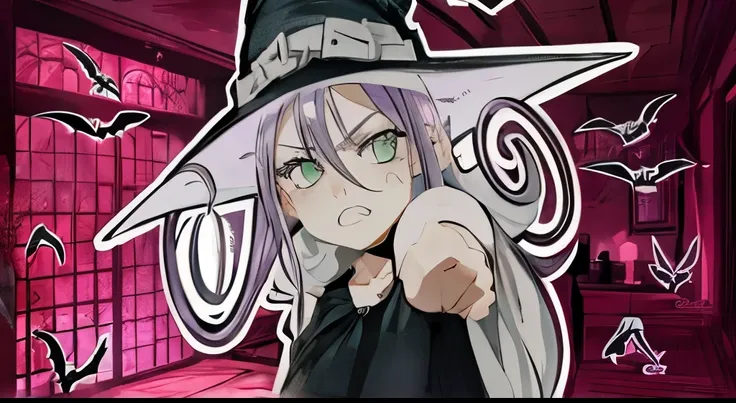 Witch, magic witch, flying bats, black clothes, Purple hair, soul eater, blair, soul eater blair 