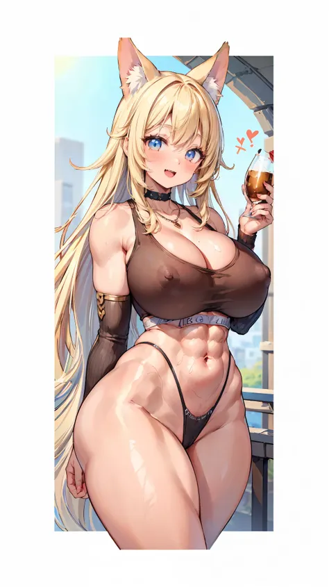 Very detailed、Highest quality、Best image quality、masterpiece、(Super Fine)、8k、(Rear View:2.0、Turn your ass towards me:1.5、Thong)、(shoulder-length blonde hair:1.5、Medium Long Hair)、(smile、Open Mouth) 、(Hilarious)、(Big eyes)、(Beautiful and shining eyes)、(Deta...