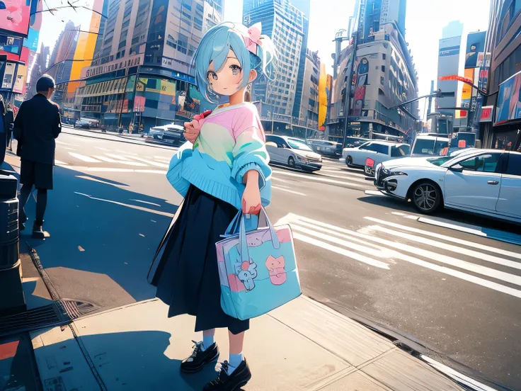 Mika Pikazo pastel color style、Kawaii Design, most beautiful girl ever、(((New York)))