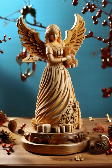 wooden carved angel for christmas