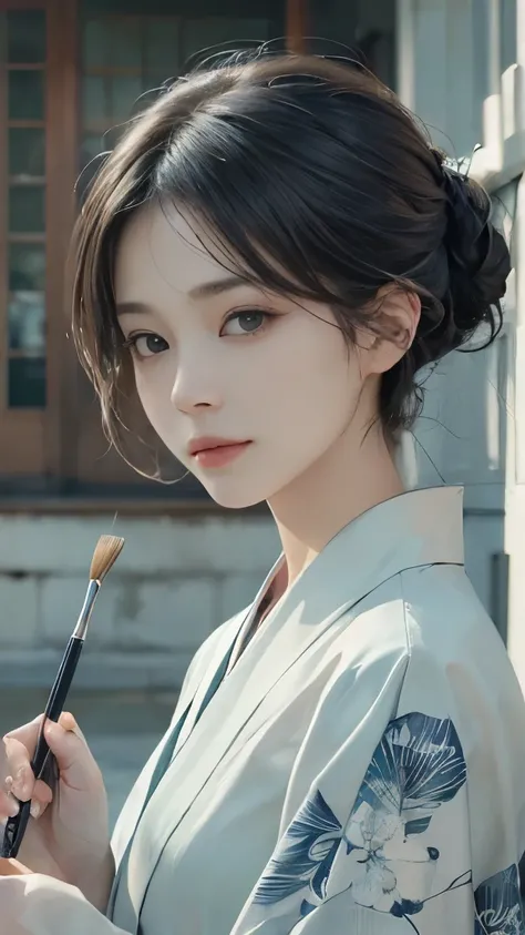 photorealistic painting, ultra-high resolution
(Highly detailed, intricately rendered)
(Masterpiece, a work of art)
Dynamic lighting, capturing the subtle nuances of the subject
(Detailed face, every feature delicately rendered)
Pristine white kimono, deli...