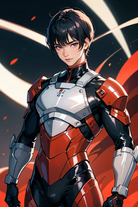 Handsome Japanese male models　　22 years old　smile　　　Black Hair　　Short cut　Short bangs　looking at the camera　　　　　Shiny whole body silver suit　　　Shiny silver latex suit　Mega Bulge　　looking at the camera　Future World Dynamic Pose　　taunt　whole body　　Red Mars i...