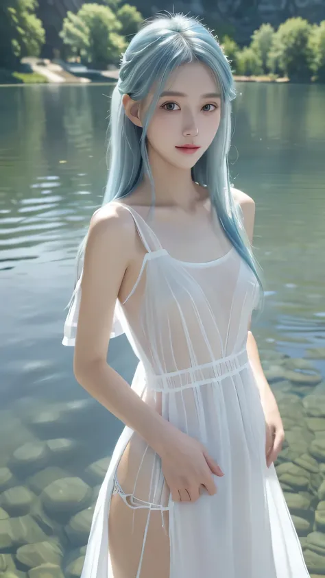 Non-NSFW、Real、(Highest quality), (masterpiece)、Ultra-high resolution、RAW Photos, (upper body)、(In the water), (In the lake:1.5), Fantasy、Looking into the camera、alone、(Undine:1.1), Beautiful Spirit、Super Beauty, (Girl:1.2)、Moisturized Skin、Perfect model bo...