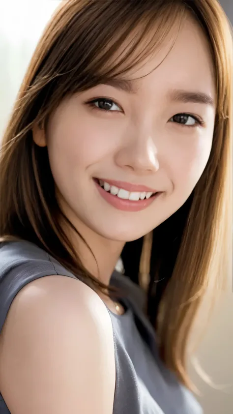 Blonde, Brown Hair, Everything modern:3.66, Cute Japanese Women Photos, smile, 20-year-old, Straight Hair:2.55, (photo Realistic:1.4), (hyper Realistic:1.4), (Realistic:1.3), (Smoother lighting:1.05), (Improving the quality of cinema lighting:0.9), 32K, 1 ...