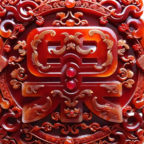 red，Red agate carving pattern，Chinese elements，ruby