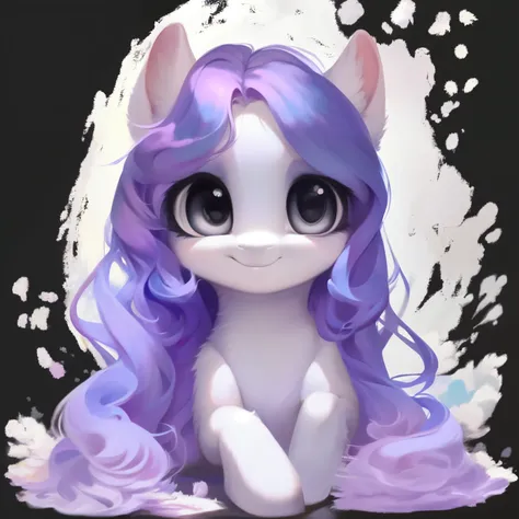 rating_safe, score_9, fluffy, feral pegasus pony, female, round cute face, Lavender purple body, black-purple mane, disheveled hair, soft and delicate long hair, clear grey eyes, grey eyes, smiling. dynamic。young and beautiful。。Standing picture, Ray Tracin...