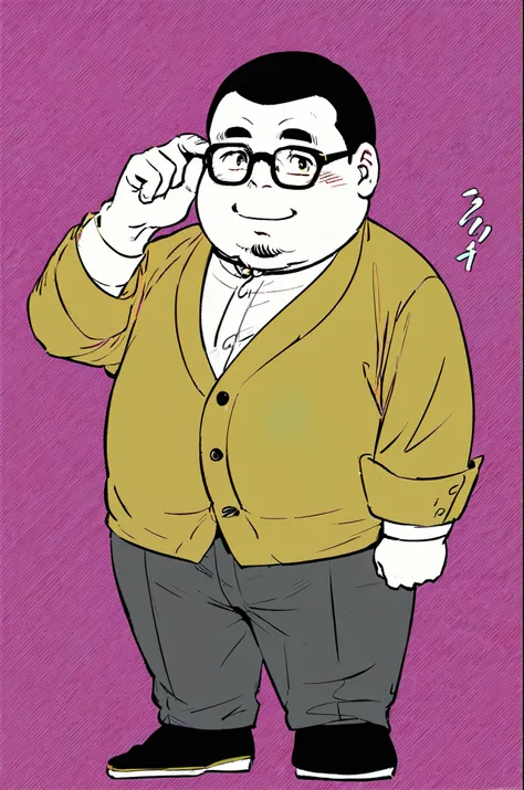 Japanese Uncle、Wearing glasses、Are fat