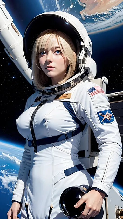 International Space Station、Spacesuit、naked、Blue Eyes、Blonde、Big Tits、Beauty、Hubble Space Telescope