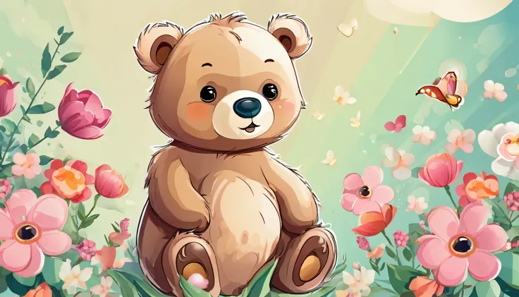 wallpapersv1, cute bear in flower patern style wallpapersv1, 8k