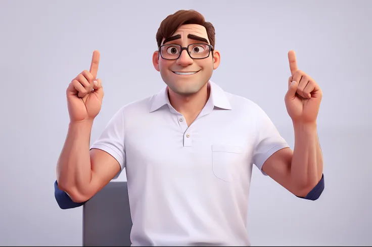 A gentleman with glasses and a white shirt, making the number 11 with 2 hands