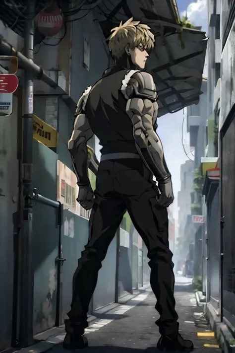 back genos, from the one punch man series, (backwards) (full body)