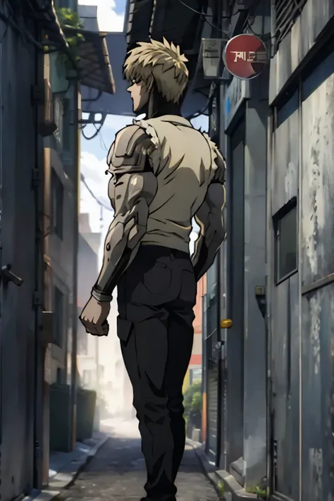 back genos, from the one punch man series, (backwards) (full body)