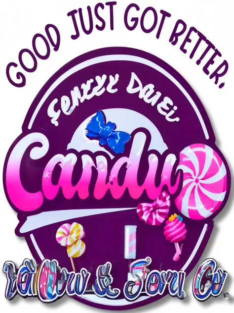 a close up of a candy shop sign with a candy lollipop, candy, candy treatments, candy - coated, Teddy Fresh, candy girl, tasty, 🎀 🍓 🧚, made of candy and lollypops, Well-designed, ❤🔥🍄🌪, 🎀 🧟 🍓 🧚, 👅 👅, Moderate, scandy and arender, candy rush