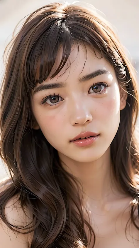 ((NSFW)), beautiful girl, ((brown eyes)), (18 year old teenage girl), light brown hair color, ((big tits)), lips, realistic, (slim face), ((skinny)), charming, pink lipstick, colorful makeup, long eyelashes, wearing eyeliner, fair skin, (cute), (detailed f...