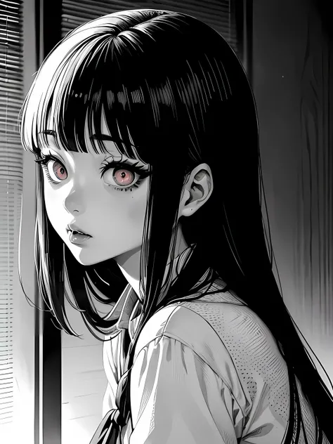 hiroshige, (horror manga)), ((junji ito art)), tomie, tomie kawakami is unparalleled beauty girl, ((beautiful girl:1.3)), sheer ...