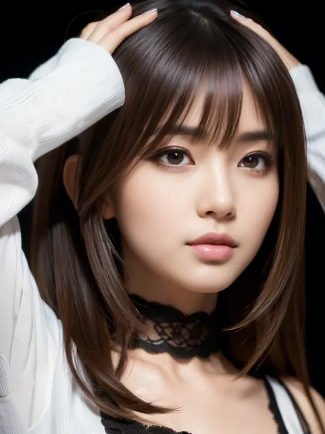 masterpiece, best quality, ultra-detailed, intricately detailed hyperdetailed, realistic, sharp features, highly detailed, sharp focus, Japanese idol, perfect face, perfect symmetrically perfect eyes, perfect full lips, flexible female form, cinematic, neo...