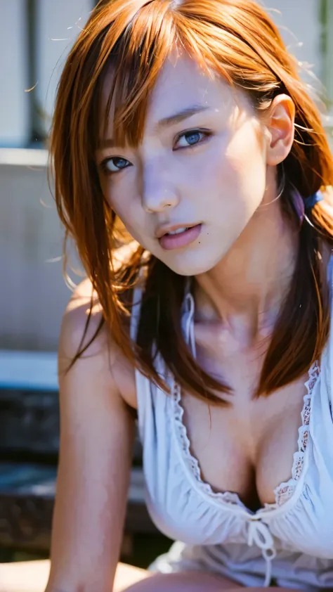 blonde, brown hair, everything modern:3.66, cute japanese women photos, smile, 20-year-old, straight hair:2.55, (photo realistic...