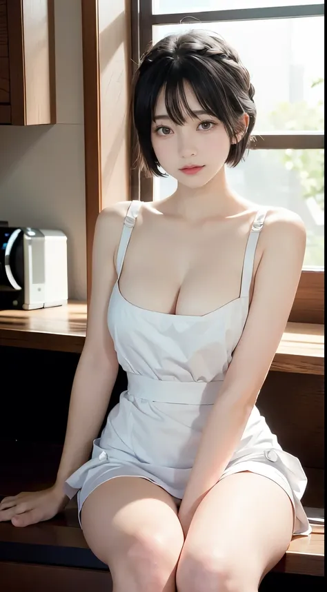 Best image quality、RAW photos、Ultra-high resolution、18 years old Japanese breasts:1.5、cleveage:1.5、Healthy complexion、Fair and shiny skin、(short hair)、Black Hair、ランダムな色のbeautiful eyes、Thin lips、beautiful eyes、Draw in detail、Superbly detailed eyes、Long eyel...