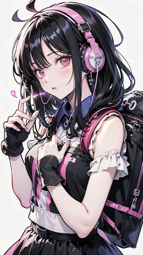 Anime character with headphones and backpack looking at cell phone, Anime Style 4 k, Digital anime art, Nightcore, Digital anime illustration, Anime Styled digital art, anime art wallpaper 4k, anime art wallpaper 4k, Anime art style, Anime digital art, Ani...