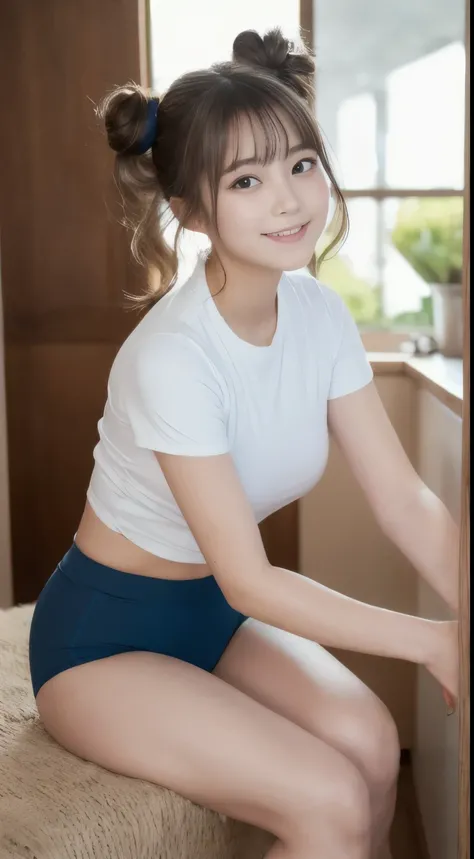 (masterpiece:1.3), (8K、photorealistic, Raw photo, best quality:1.2), (solo), (1 girl), (cute:1.3), (very beautiful 14 year old japanese girl), wonderful smile, cheeks are red, (high detail skin: 1.2), Photorealistic anime girl rendering, Realistic anime 3d...