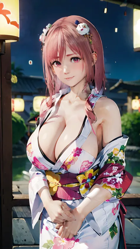 ((best quality, 8K, masterpiece :1.3)), (Clear focus :1.2, Beautiful Women in Perfect Shape :1.4, Slim abdominal muscles), ((Huge breasts, 强调Cleavage:1.2)), (PhotoPractical:1.4), (Practical:1.4), (Pink Hair:1.5), Highly detailed face and skin textures, Fin...