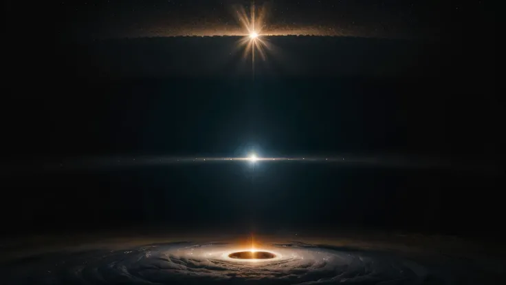 (8k, best quality, masterpiece: 1.2), (best quality: 1.0), (Ultra-high resolution: 1.0), kosmos, a black hole in the center of the image, absorbing a star similar to the Sun