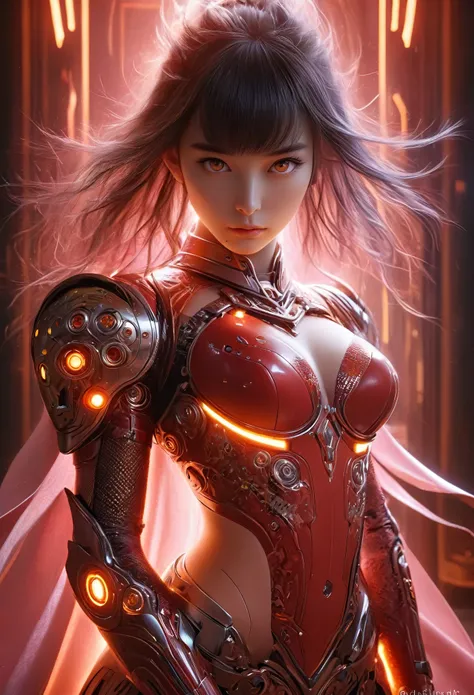 (Best Quality, 4K, 8K, High Resolution, Masterpiece: 1.2), (Super Detailed, Realistic, Photorealistic:1.37), A woman in futuristic clothing, Trending on cgstation, Trending on cgstation, (Portrait of a girl in the Knights of the Zodiac:1.4), blunt bangs, C...