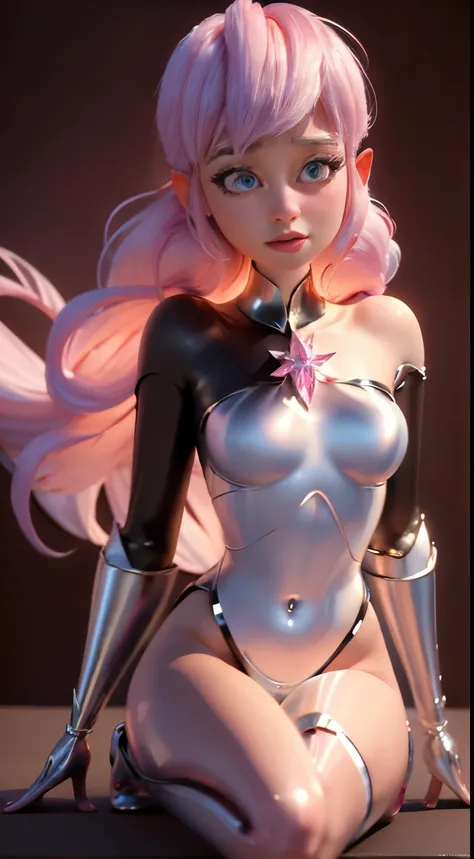 elfgirl (rose quartz waifu su-elsa waifu frozen disney  mezclando modelos .) (ultra fusion of white and pink hair) highly detail...