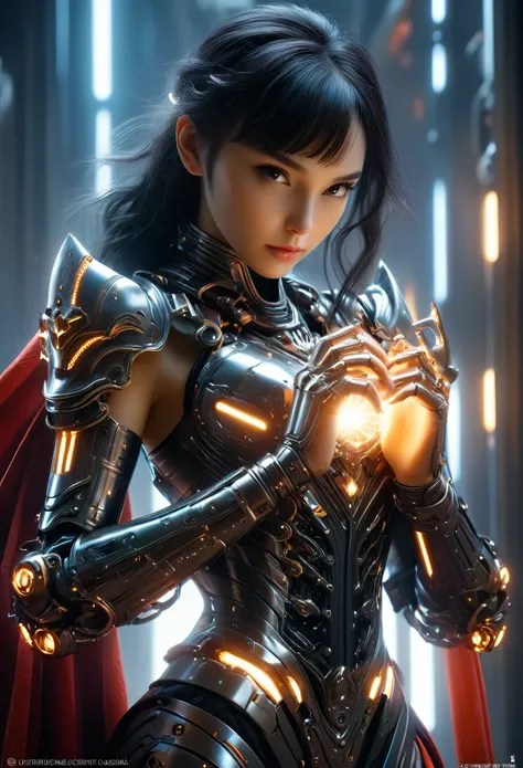 (Best Quality, 4K, 8K, High Resolution, Masterpiece: 1.2), (Super Detailed, Realistic, Photorealistic:1.37), A woman in futuristic clothing, (erotic and sexy:1.4), Trending on cgstation, Trending on cgstation, (Portrait of a girl in the Knights of the Zodi...