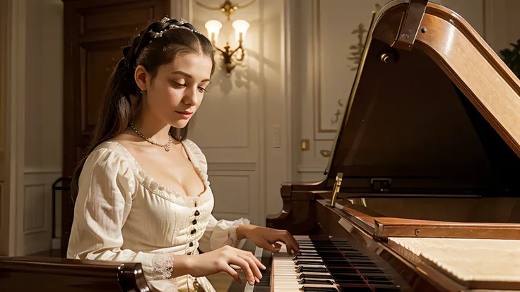 mozart as a woman playing piano