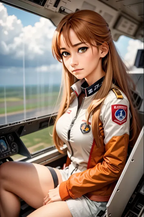 taiga aisaka f 35 pilot, taiga aisaka from the anime toradora, inside a cockpit of an f 35 model fighter plane. outside lightnin...