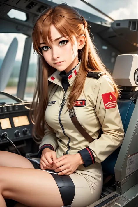 taiga aisaka f 35 pilot, taiga aisaka from the anime toradora, inside a cockpit of an f 35 model fighter plane. outside lightnin...