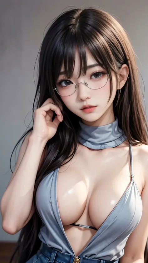 (最高qualityのディテール)、Realistic、8K Ultra HD、High resolution、(One Girl:1.2),(Glasses、Fatal Beauty,Attractive beauty) ,(A supple and powerful physique),(Sensual charm),(Glasses、Mysterious charm:1.1),(Big Breasts、Fascinatingシルエット),The 超detailedな、高qualityのテクスチャ、複雑...