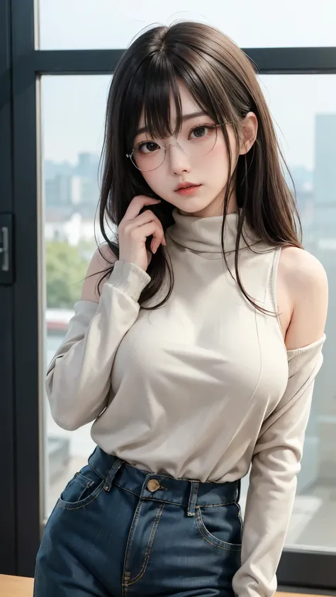 (最高qualityのディテール)、Realistic、8K Ultra HD、High resolution、(one person&#39;s:1.2),(Glasses、Fatal Beauty,Attractive beauty) ,(A supple and powerful physique),(Sensual charm),(Glasses、Mysterious charm:1.1),(Big Breasts、Fascinatingシルエット),The 超detailedな、高qualityの...