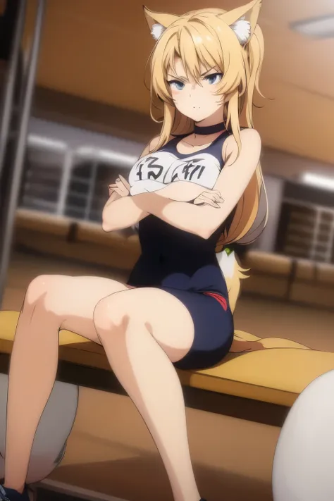 Anime girl with long hair sitting on a bench, Flushed face, angry face, chica ready anime, seductive anime girl, beautiful chica ready anime, working out, Very beautiful anime cat girl, sexy cat girl, Holo is a wolf girl, cute chica ready anime, cat girl ,...