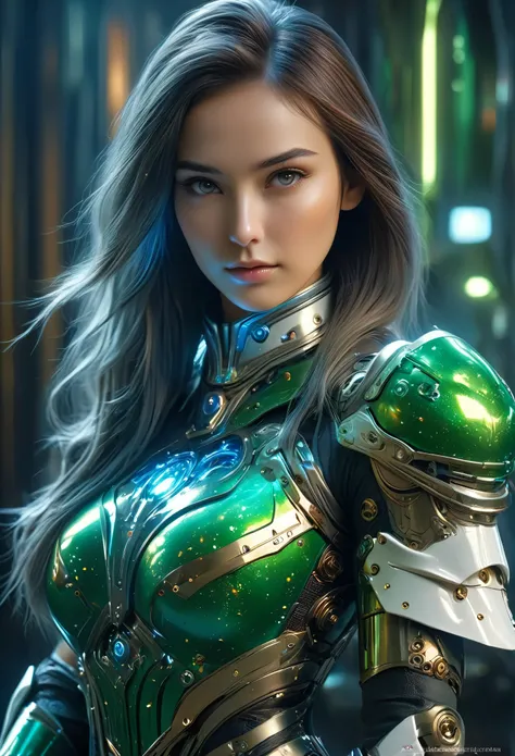 (best quality, 4k, 8k, high resolution, masterpiece: 1.2), (super detailed, realistic, photorealistic:1.37), a woman in futurist...