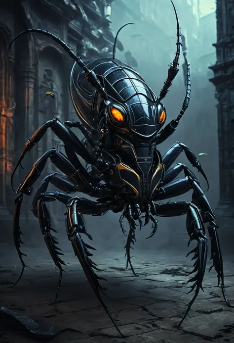 gothic surrealism dark robot insect scorpion