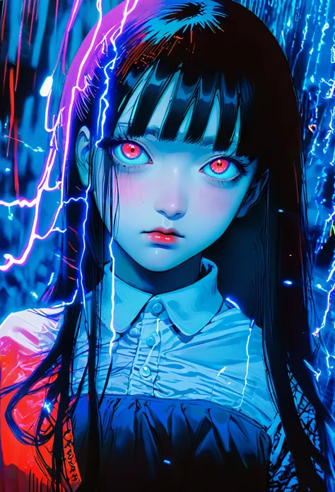 surreal horror, anime style, directed by Junji Ito, high contrast, vivid colors, eerie atmosphere, psychological tension, intricate line work, decapitated heads