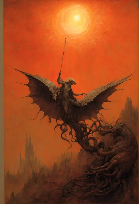 Mythical creatures, author:By Zdzisław Beksinski, Mucha、red、Big eyes、Azathoth
