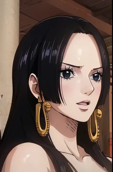 (((masterpiece))), (((best quality))), ((ultra-detailed)), (highly detailed CG illustration), Boa Hancock, (masterpiece:1.5), Detailed Photo, sexly, (Best Quality: 1.4), (1girl), Beautiful Face, (Black Hair, long Hair: 1.3), Beautiful Hairstyle, beautiful ...