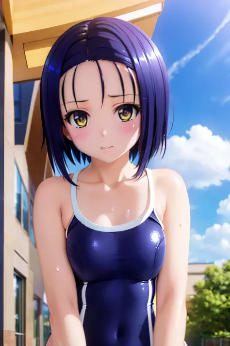 sweat　Highest quality,Highest Resolution,(((Shiny school swimsuit)))　To Love-Ru　Haruna Sairenji