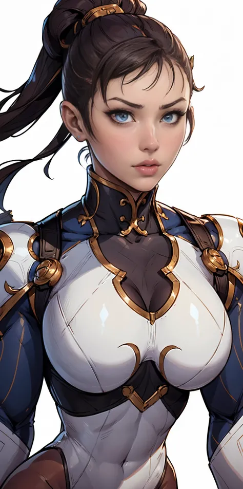 (white background:1.2) Chun-Li V2.1, fusion, Whole body, dynamic pose, Detailed face, bright Eyes, Perfect skin, Realistic proportions, 8k, Unreal Engine, photorealistic, detailed skin texture, masterpiece, Best Quality.