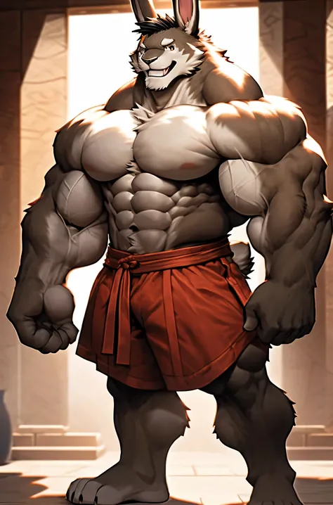 rabbit, Chinese zodiac. Male. rabbit. Furry, rabbit antro), standing, alone, nj5furry, (rabbit, huge, huge, young face, teenager, bodybuilder body), rabbit, ((extremely realistic shadows, masterpiece, extremely detailed, photorealistic)), kemono, young, te...